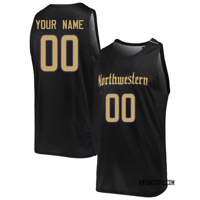 Youth Custom Northwestern Wildcats Replica Basketball Jersey - Black